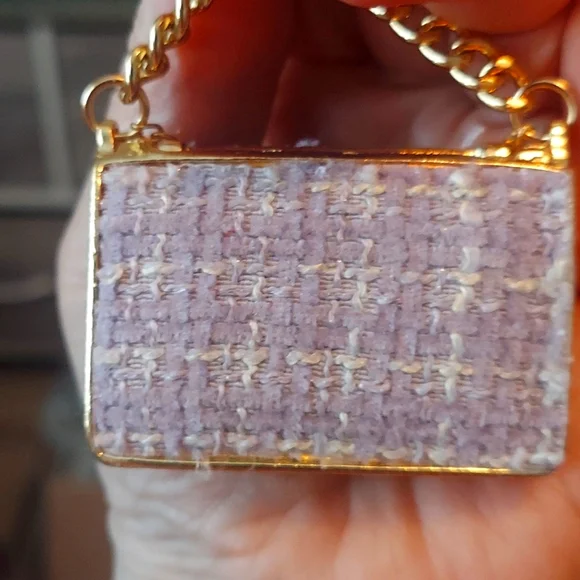 Gold and Purple Women's Tweed Bag with Charms Designer Inspired - Picture 4 of 5